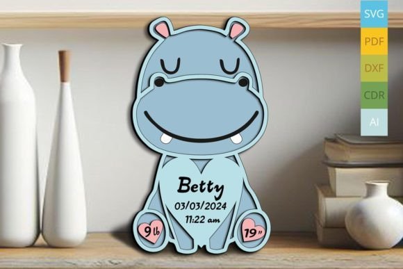 Letrero Para Anunciar El Nacimiento De Un Bebe Hipopotamo Creativo Digital